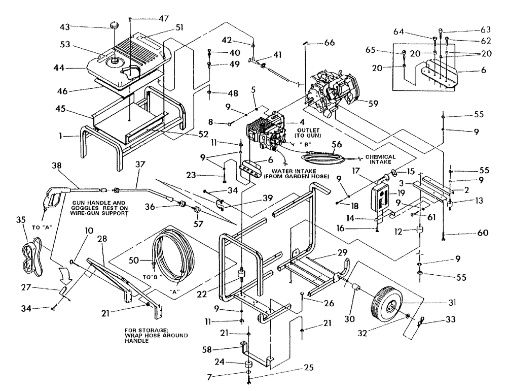 Pressure Washer Repair Parts (10/95) Diagram and Parts List for 9728-0  Briggs and Stratton Pressure Washer